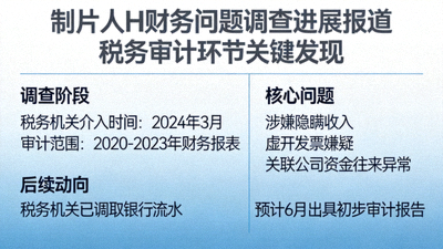 制片人H财务问题调查进展报道，涉及税务审计